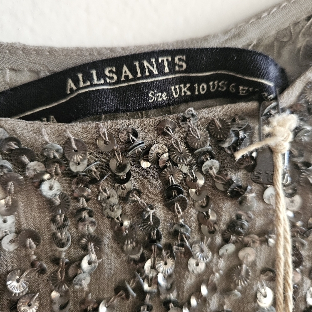 NWT All Saints Sequin Dress Size 6 - Picture 6 of 9